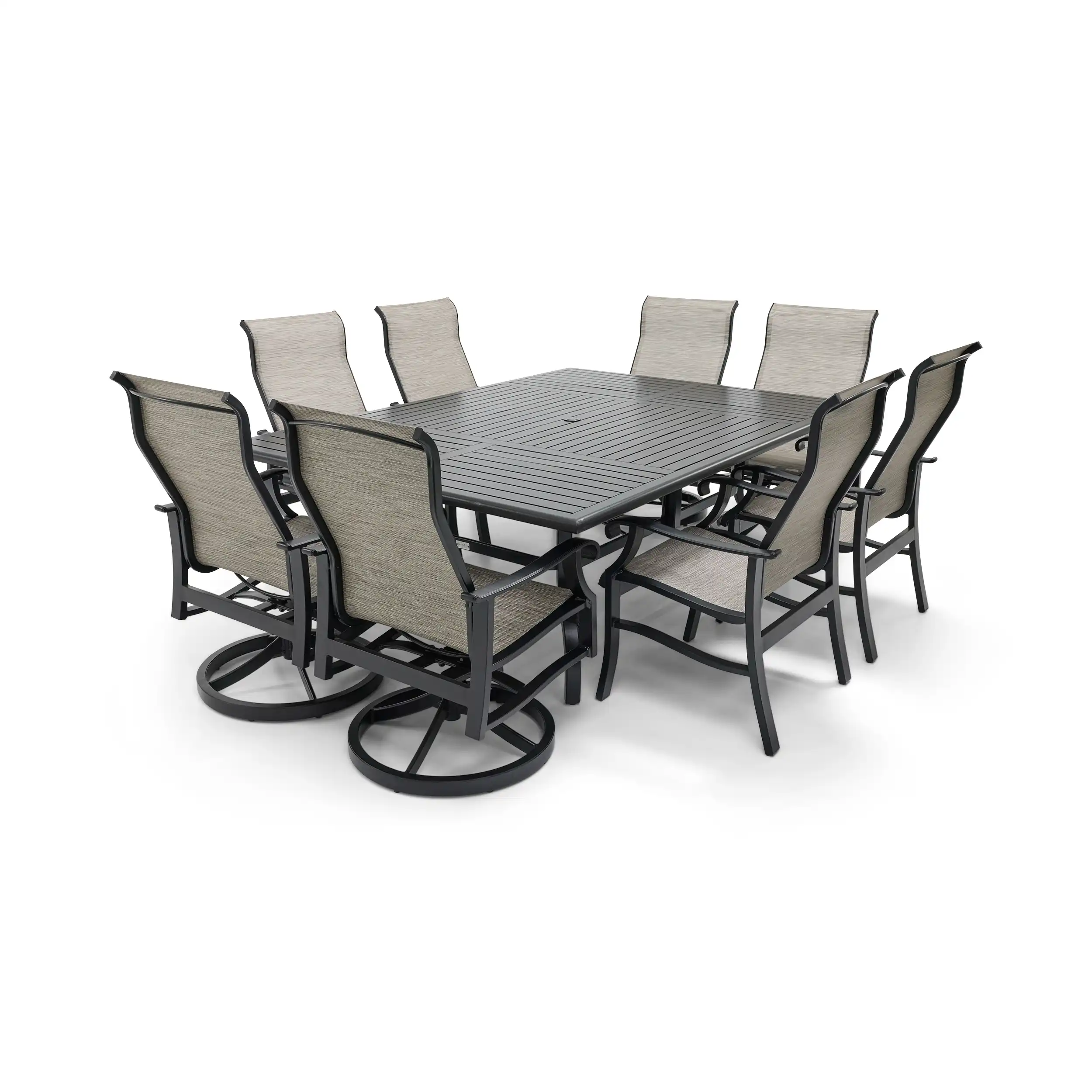 Stirling 9 Piece Sling Dining Group W/ 60"x84" Rect. Table - Image 9