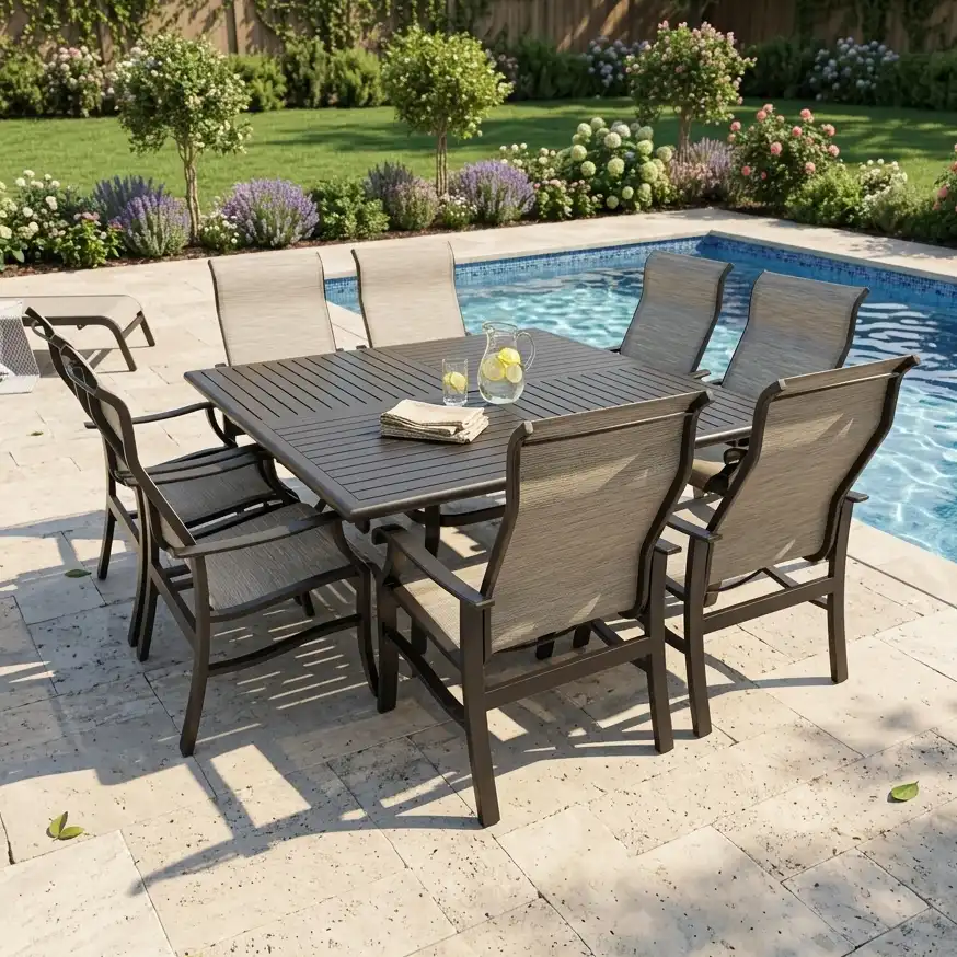 Stirling 9 Piece Sling Square Dining Group