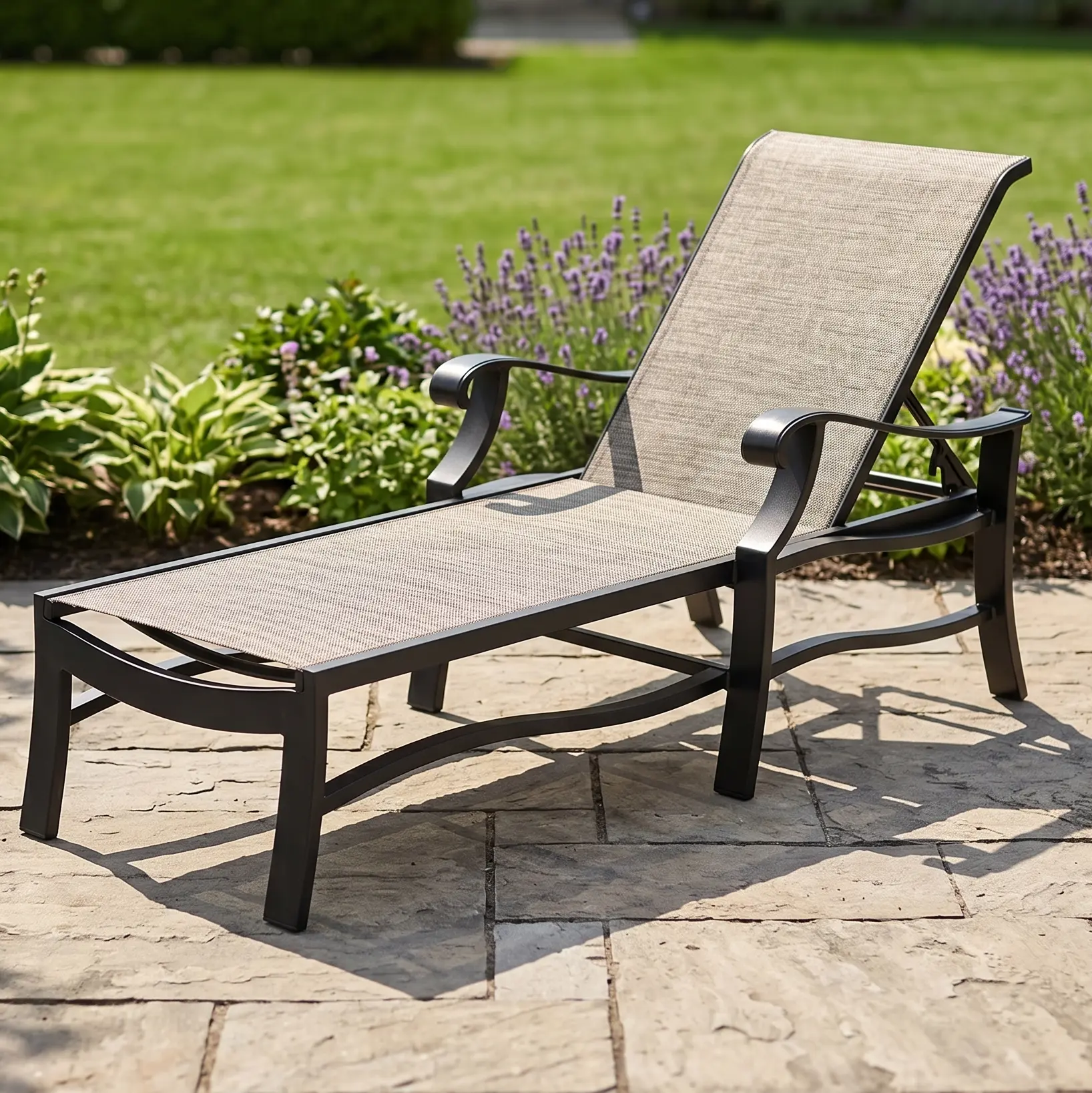 Stirling Deluxe Sling Chaise Lounge W/ Arms