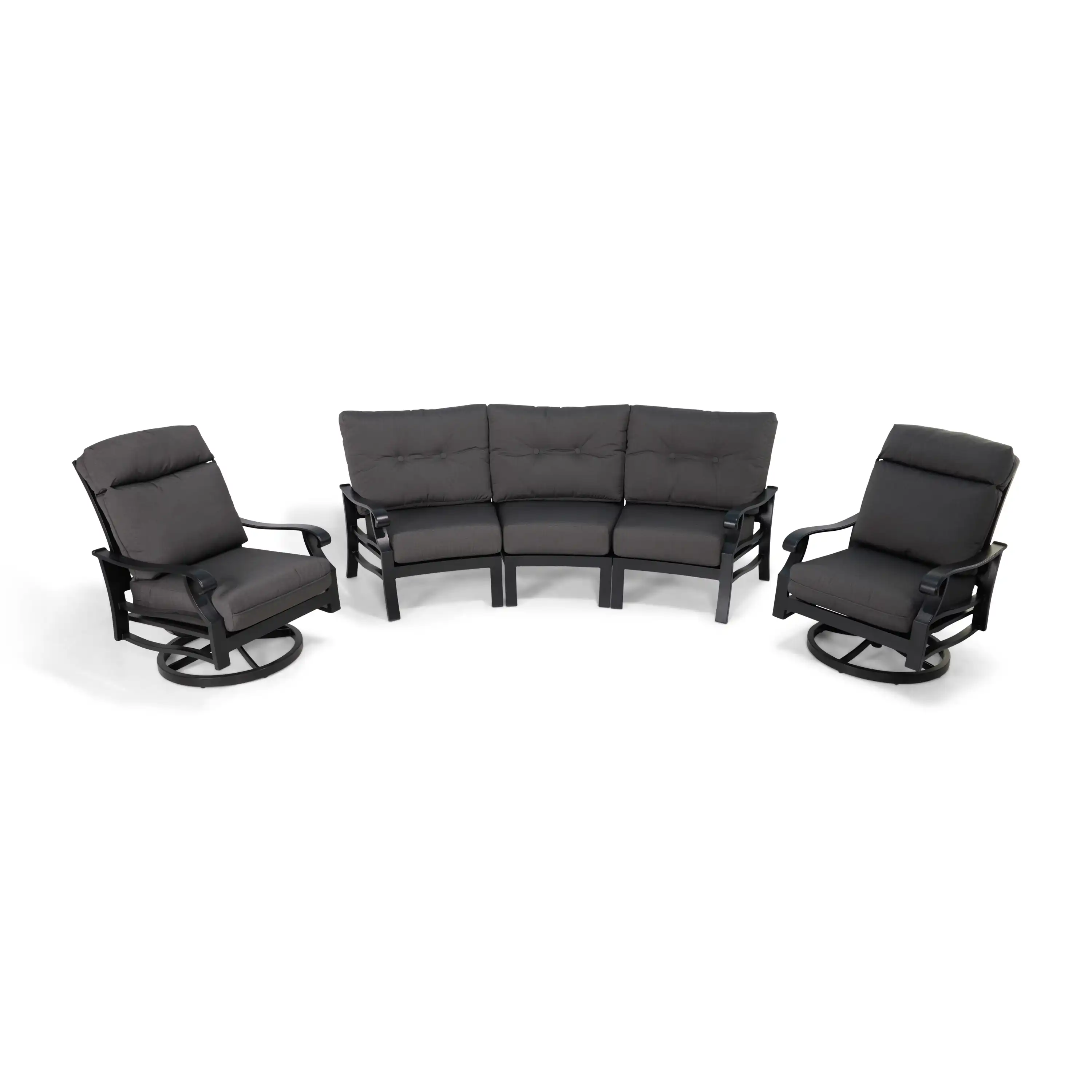 Stirling 5 Piece Curved Sofa Group - Canvas Coal - Image 3
