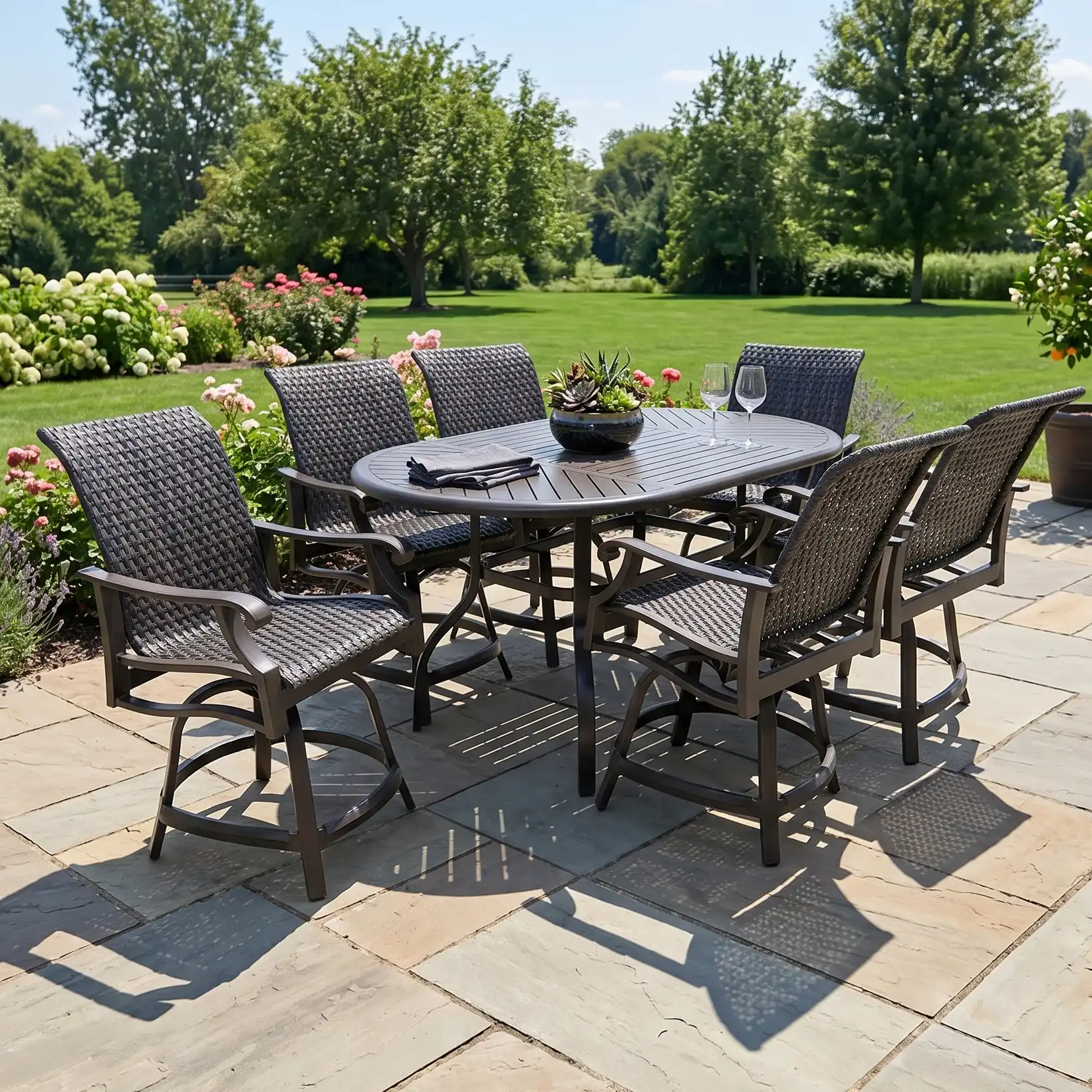 Stirling 7 Piece Woven Counter Height Group