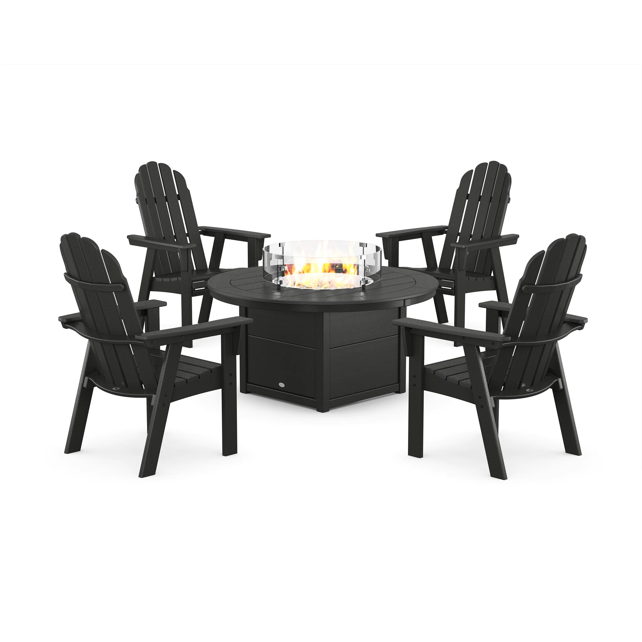 Vineyard Curveback Upright Adirondack 5 Piece Conversation Fire Pit Set - Image 3