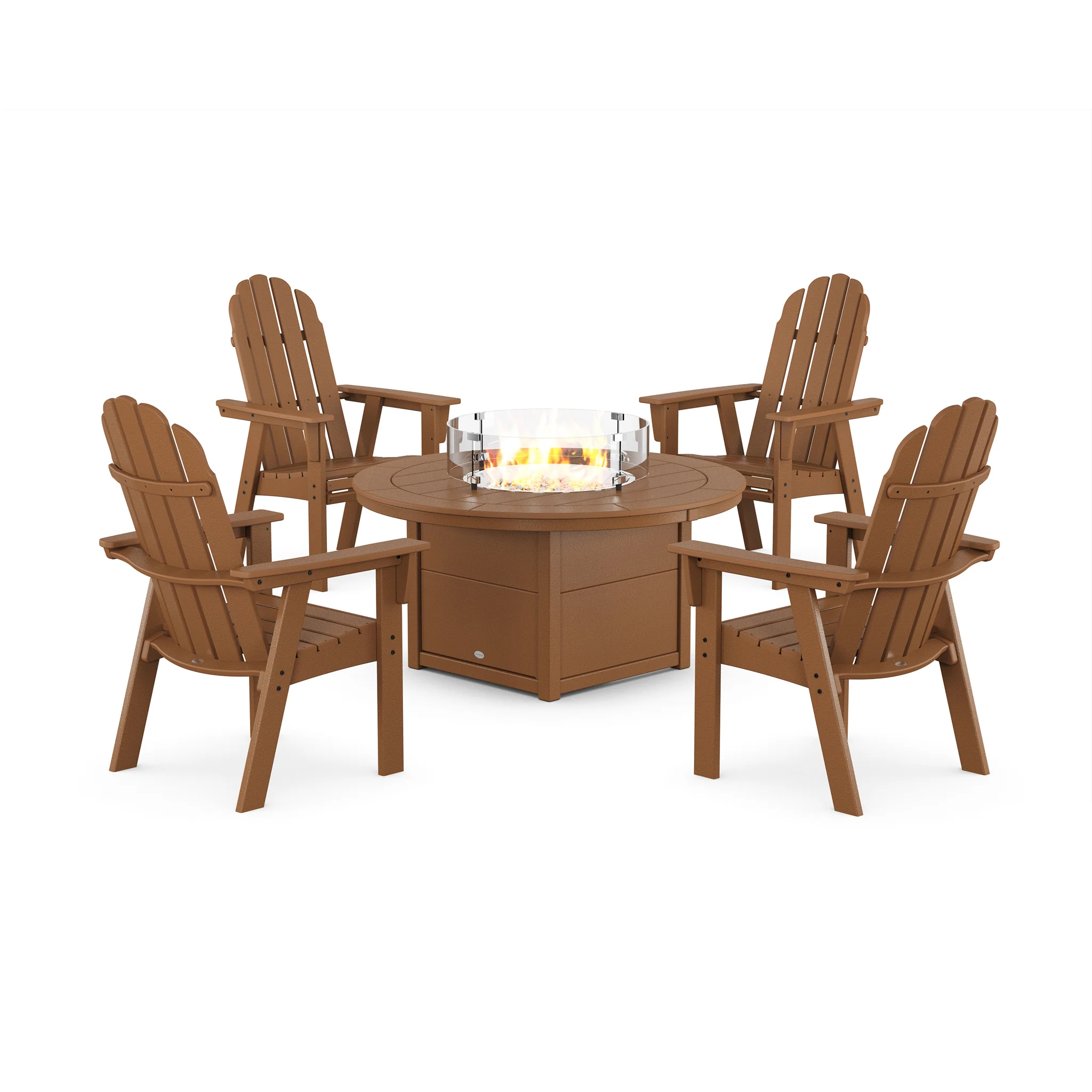 Vineyard Curveback Upright Adirondack 5 Piece Conversation Fire Pit Set - Image 4
