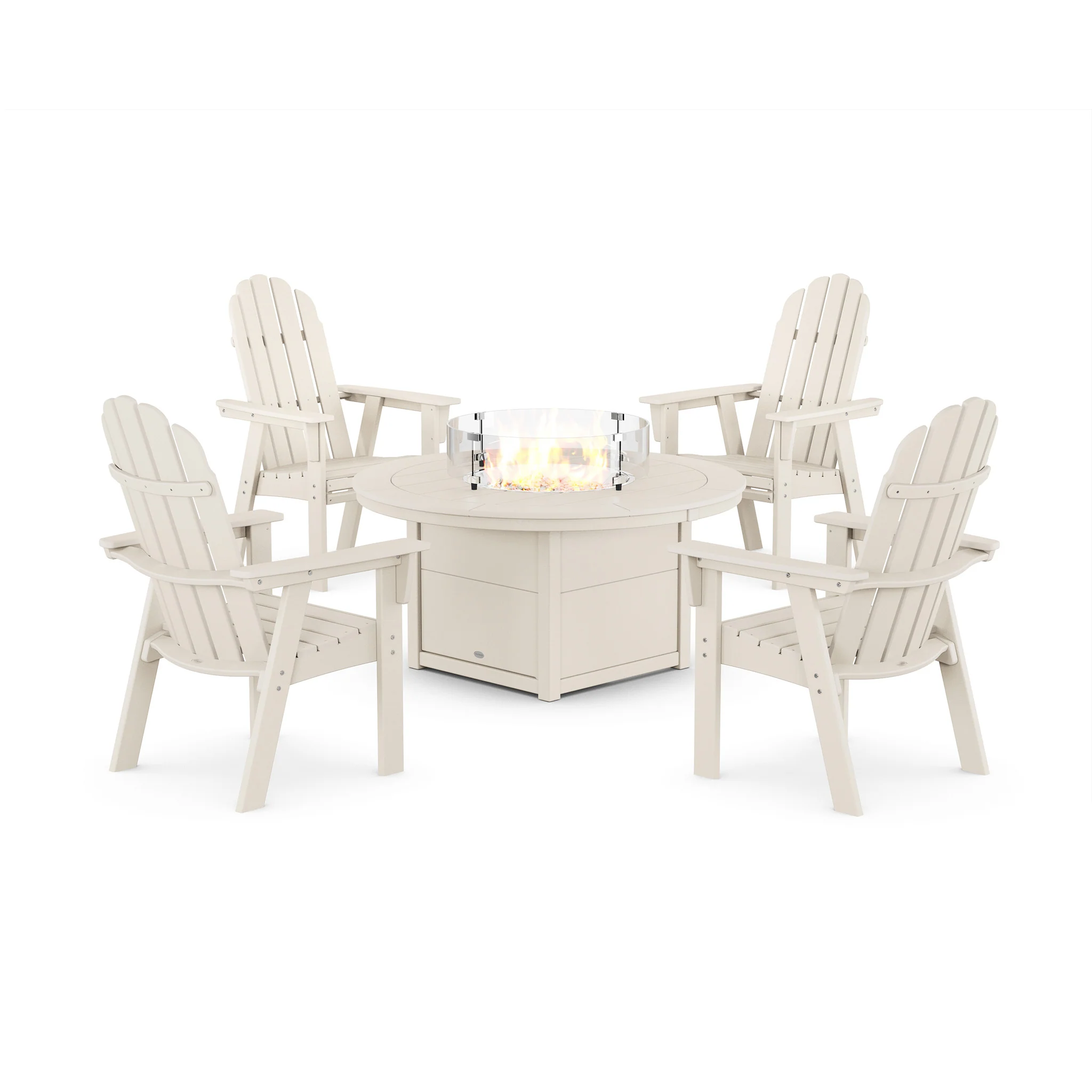 Vineyard Curveback Upright Adirondack 5 Piece Conversation Fire Pit Set - Image 8