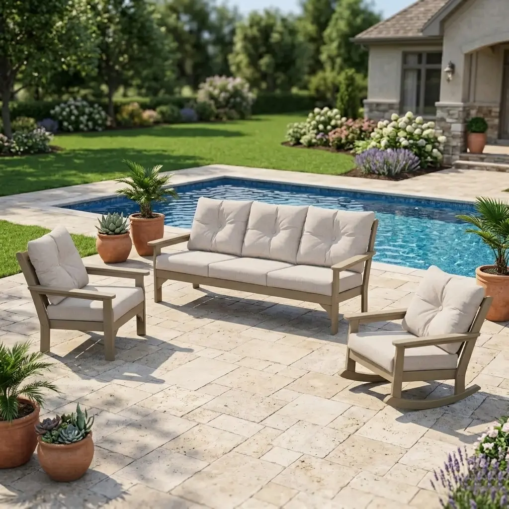 Vineyard 3 Piece Sofa Deep Seating Set - Vintage Sahara