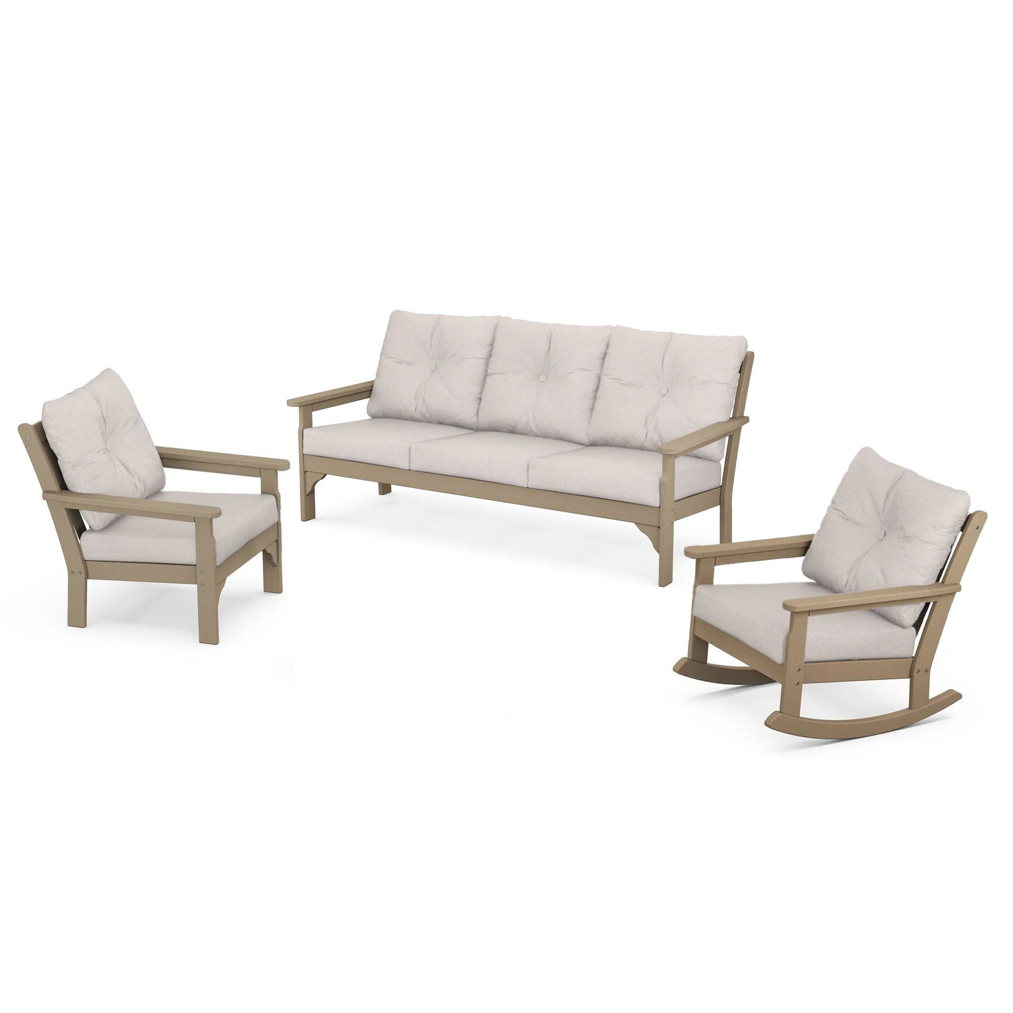 Vineyard 3 Piece Sofa Deep Seating Set - Vintage Sahara - Image 2