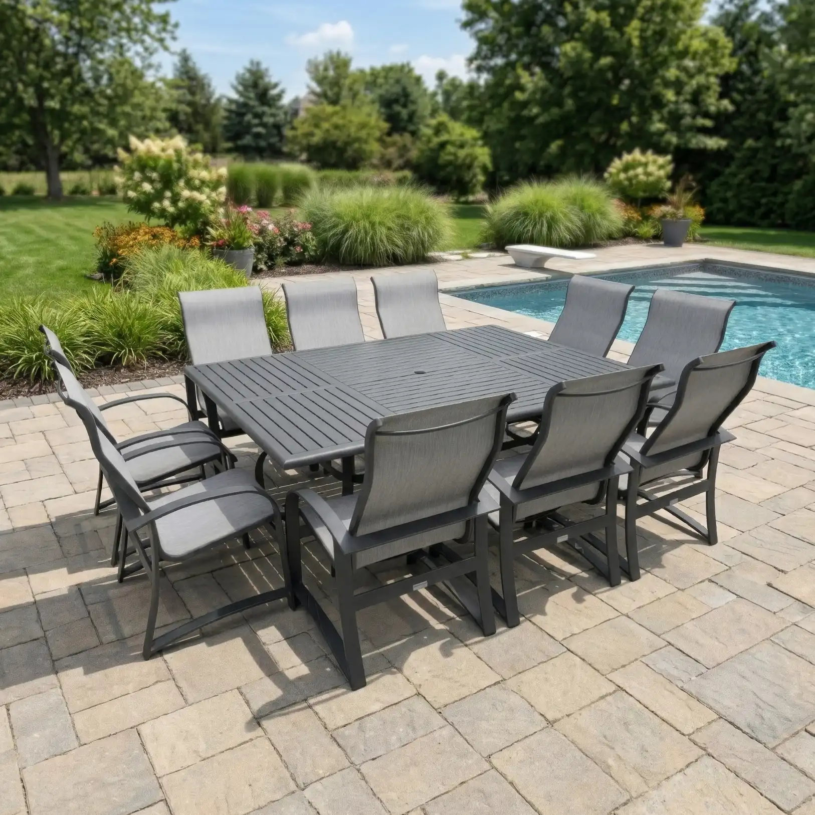 Wakefield 11 Piece Sling Dining Group W/ 60"x84" Rect. Table - Image 5