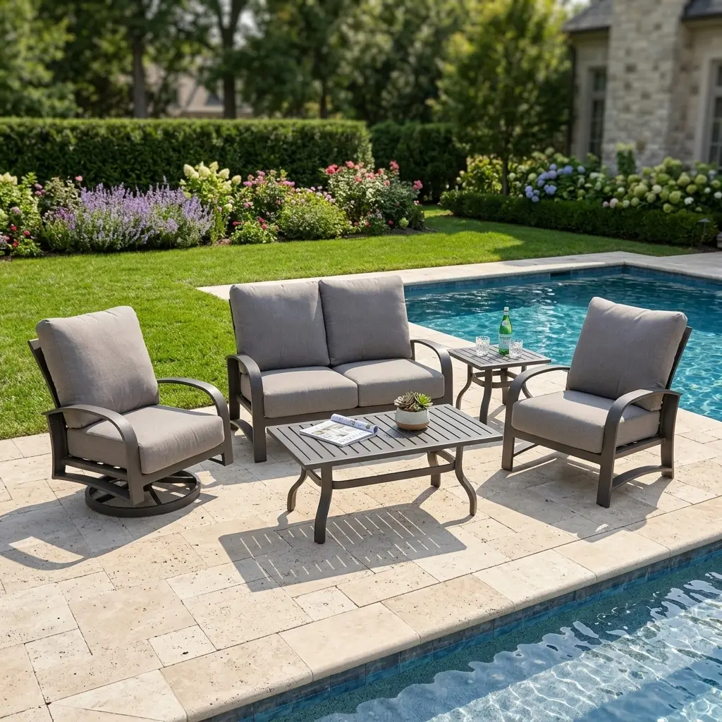 Wakefield 5 Piece Loveseat Chat Group - Barbados Fog