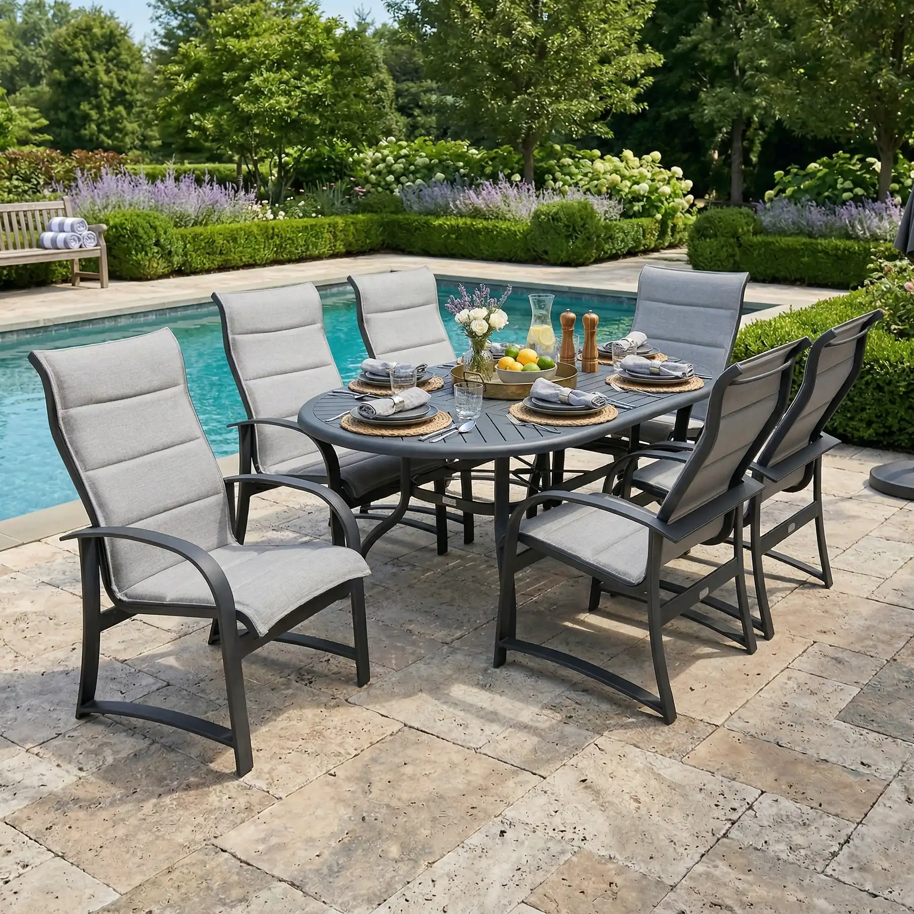 Wakefield 7 Piece Padded Sling Oval Dining Group