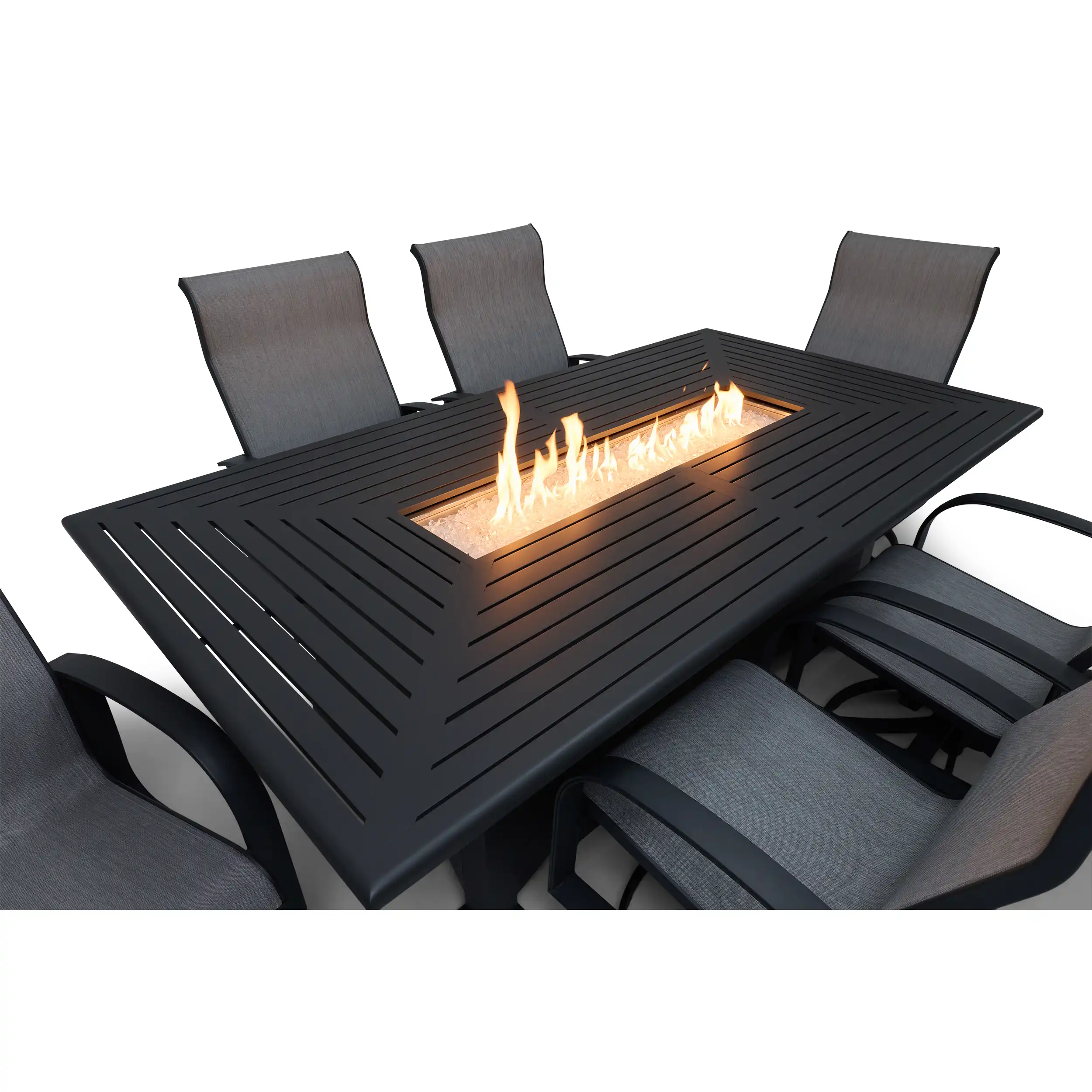 Wakefield 7 Piece Sling Firepit Dining Group - Image 11