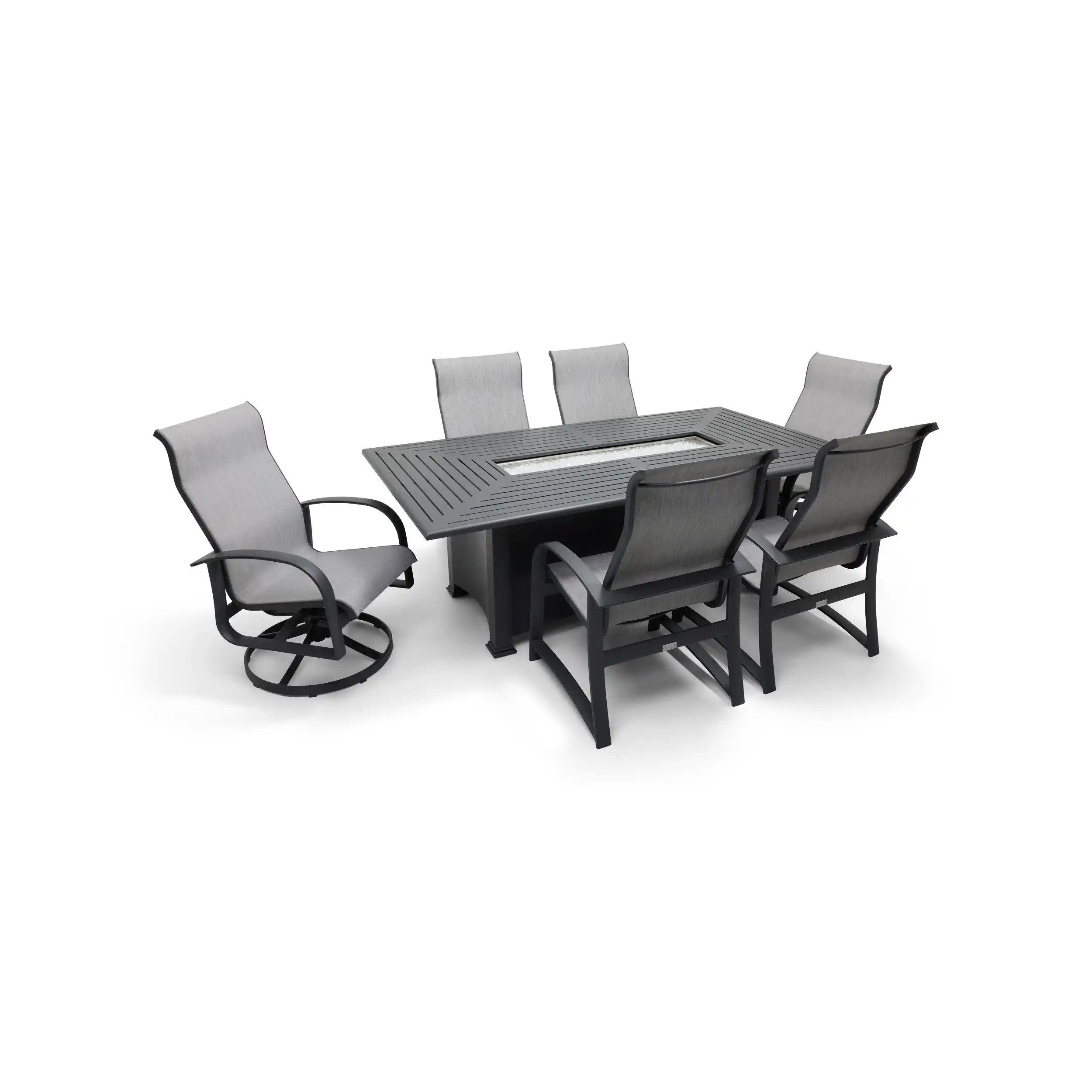 Wakefield 7 Piece Sling Firepit Dining Group - Image 4