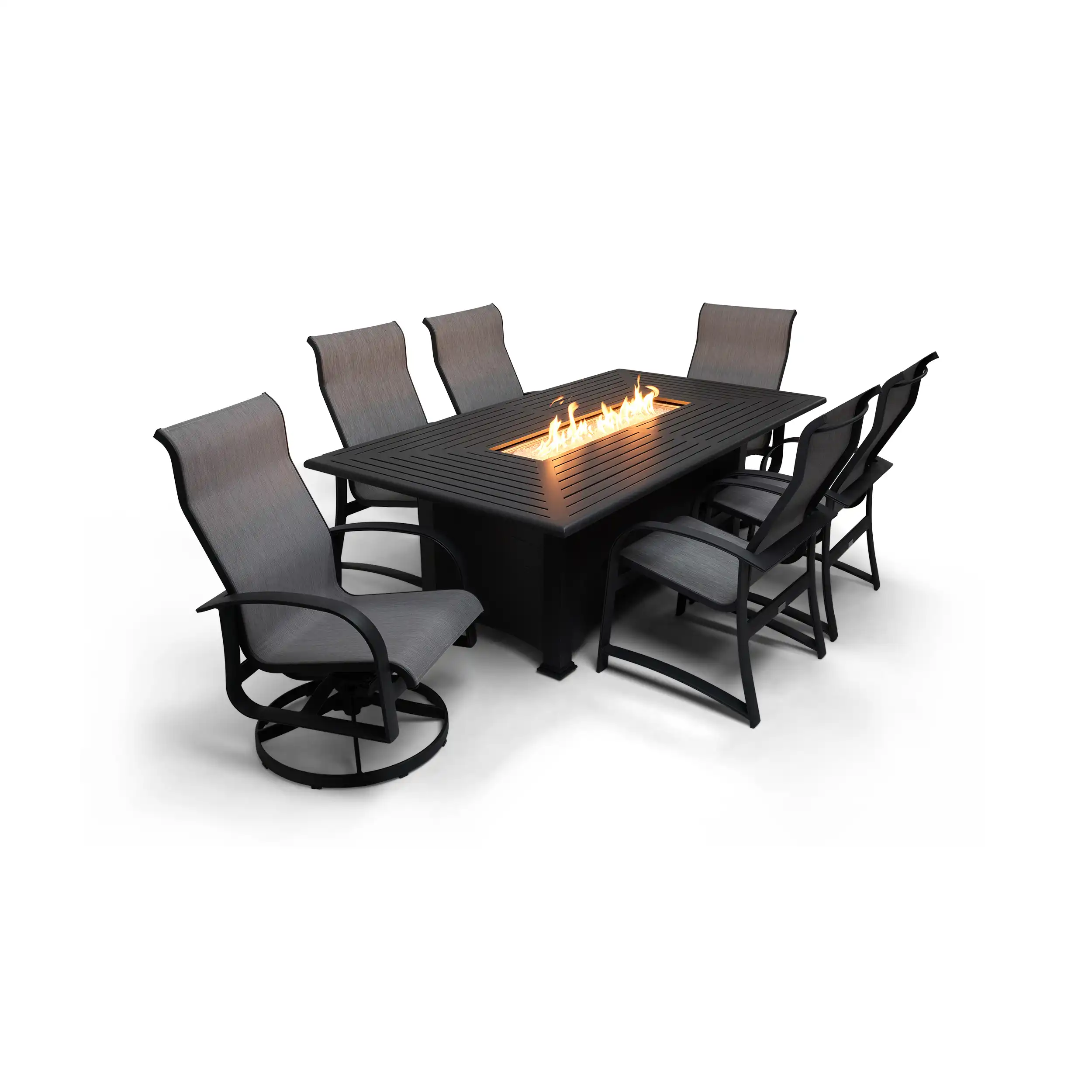 Wakefield 7 Piece Sling Firepit Dining Group - Image 9