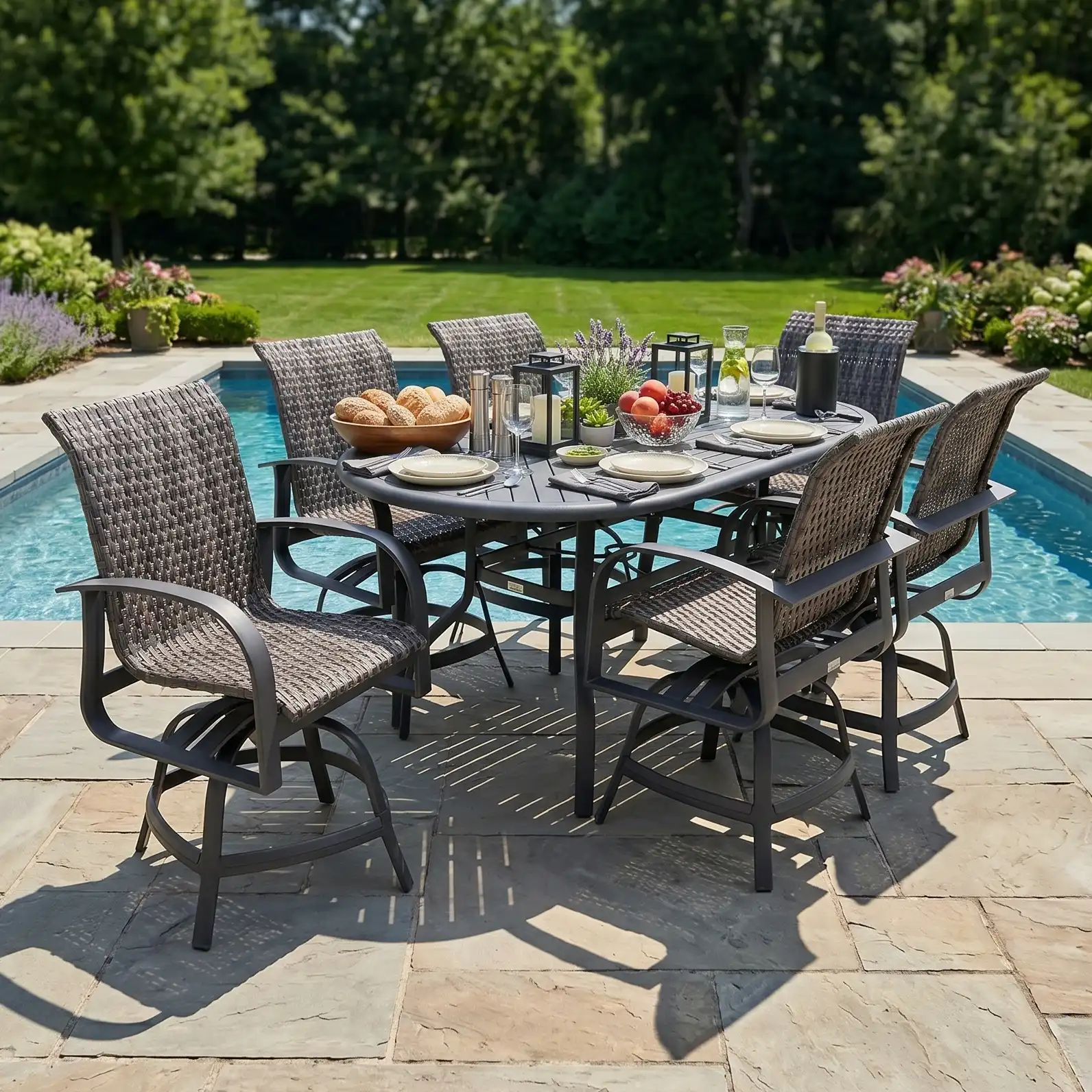 Wakefield 7 Piece Woven Counter Height Group