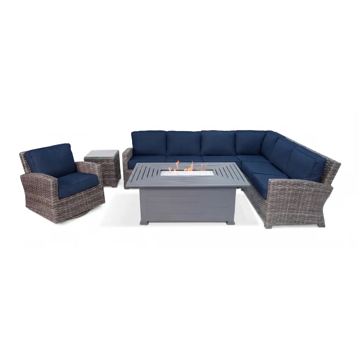 Woodridge 7 Piece Sectional Firepit Group - Spectrum Indigo - Image 5