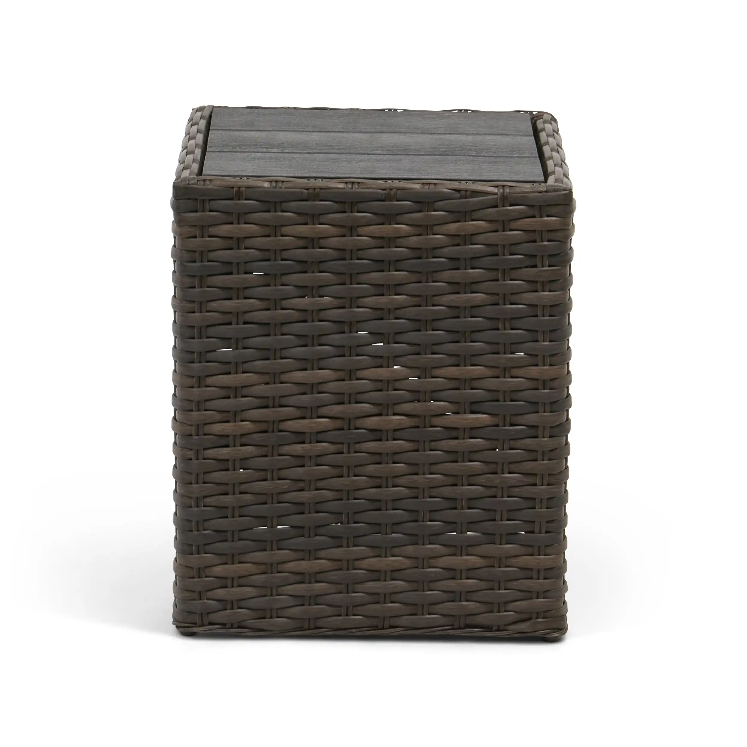 Aruba 24" Square Woven Poly Top Side Table - Brown - Image 3