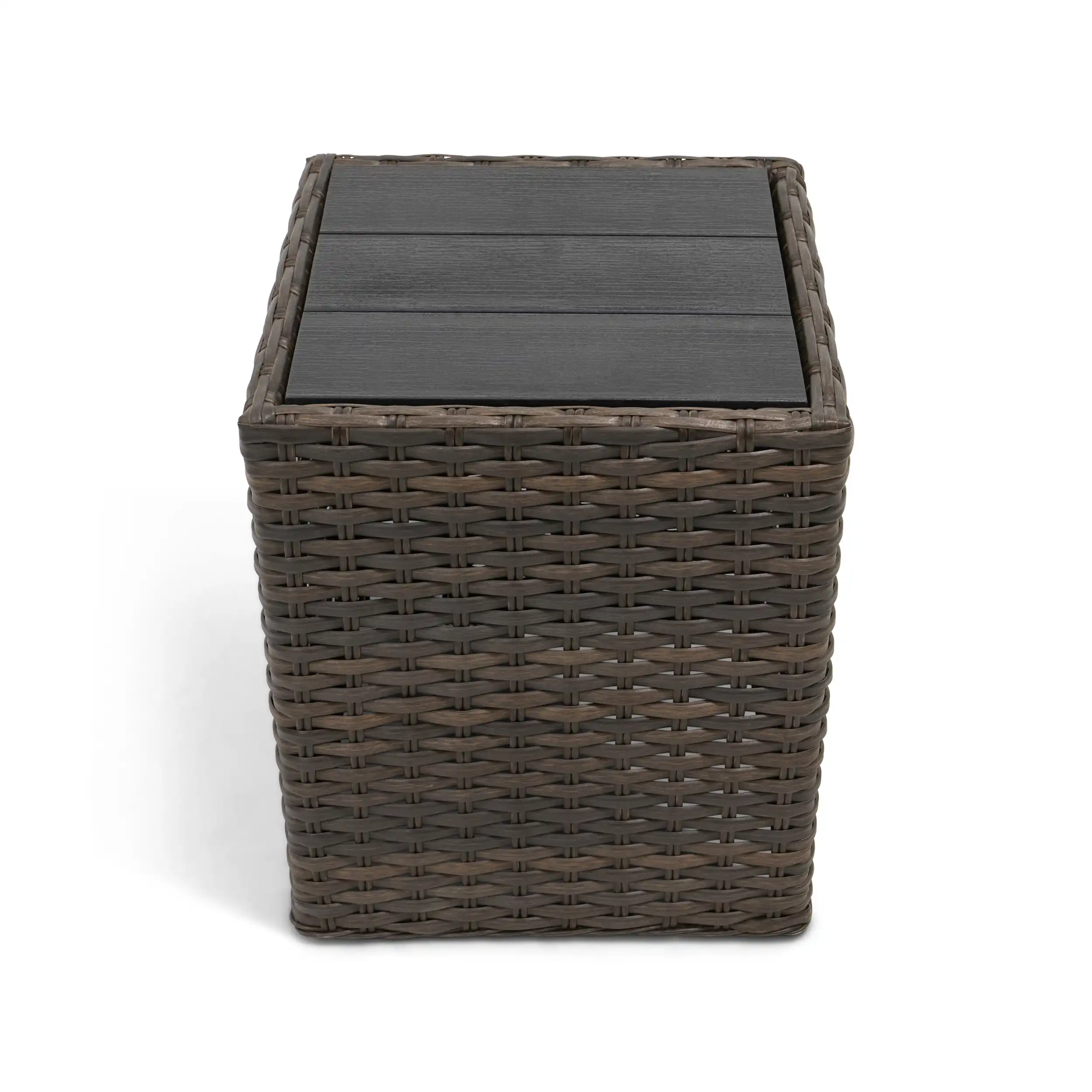 Aruba 24" Square Woven Poly Top Side Table - Brown - Image 4