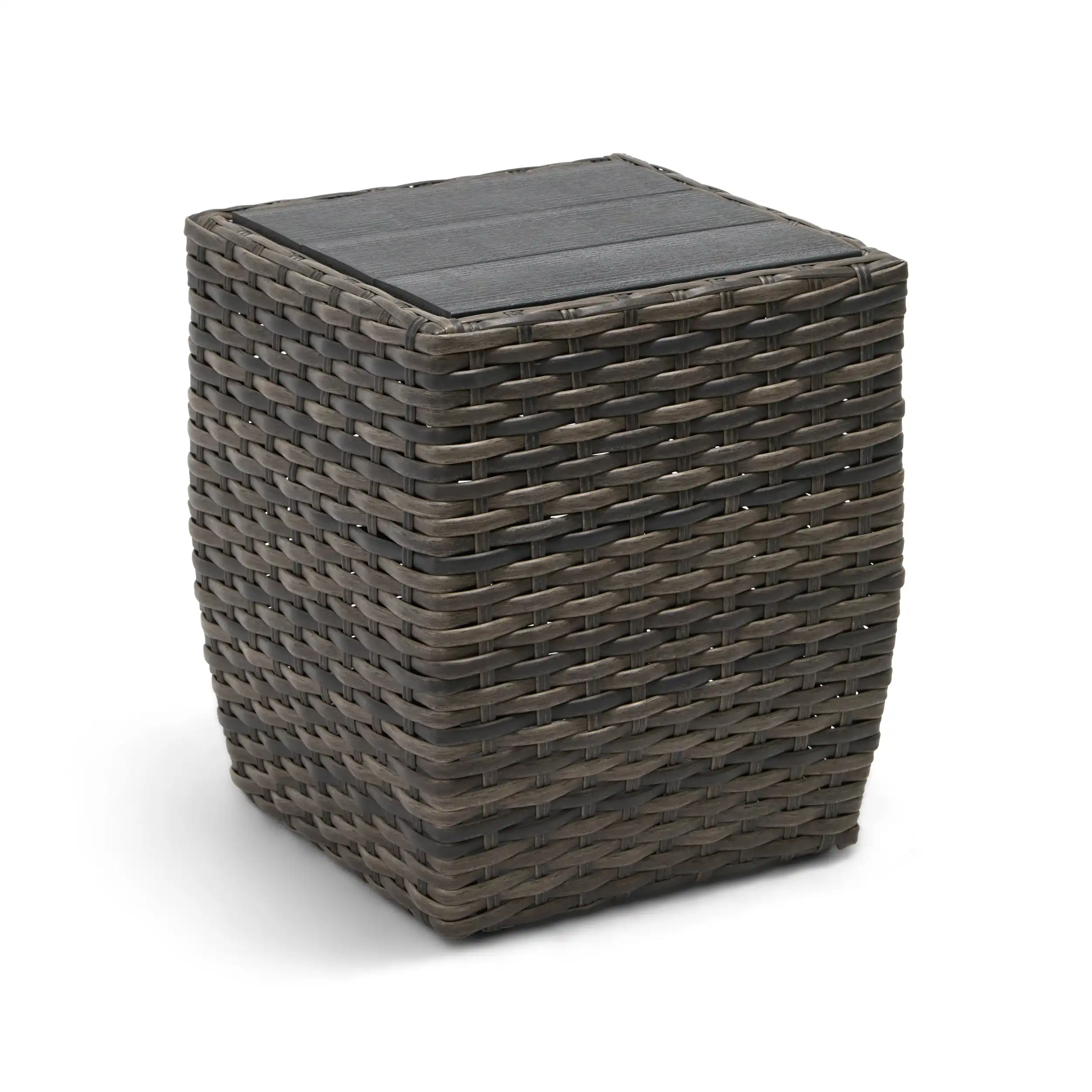 Aurora 24" Square Woven Poly Top Side Table - Grey - Image 2