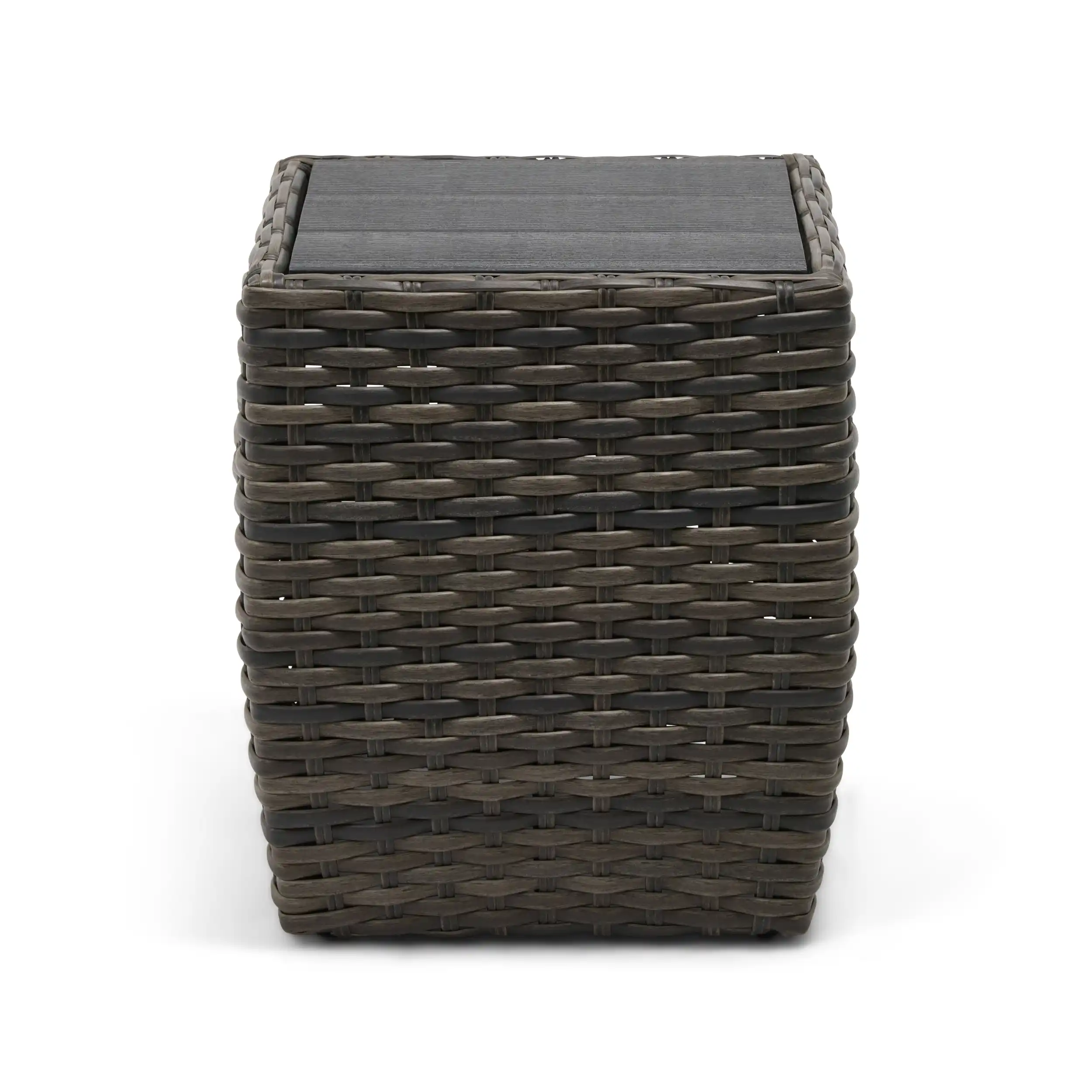 Aurora 24" Square Woven Poly Top Side Table - Grey - Image 3