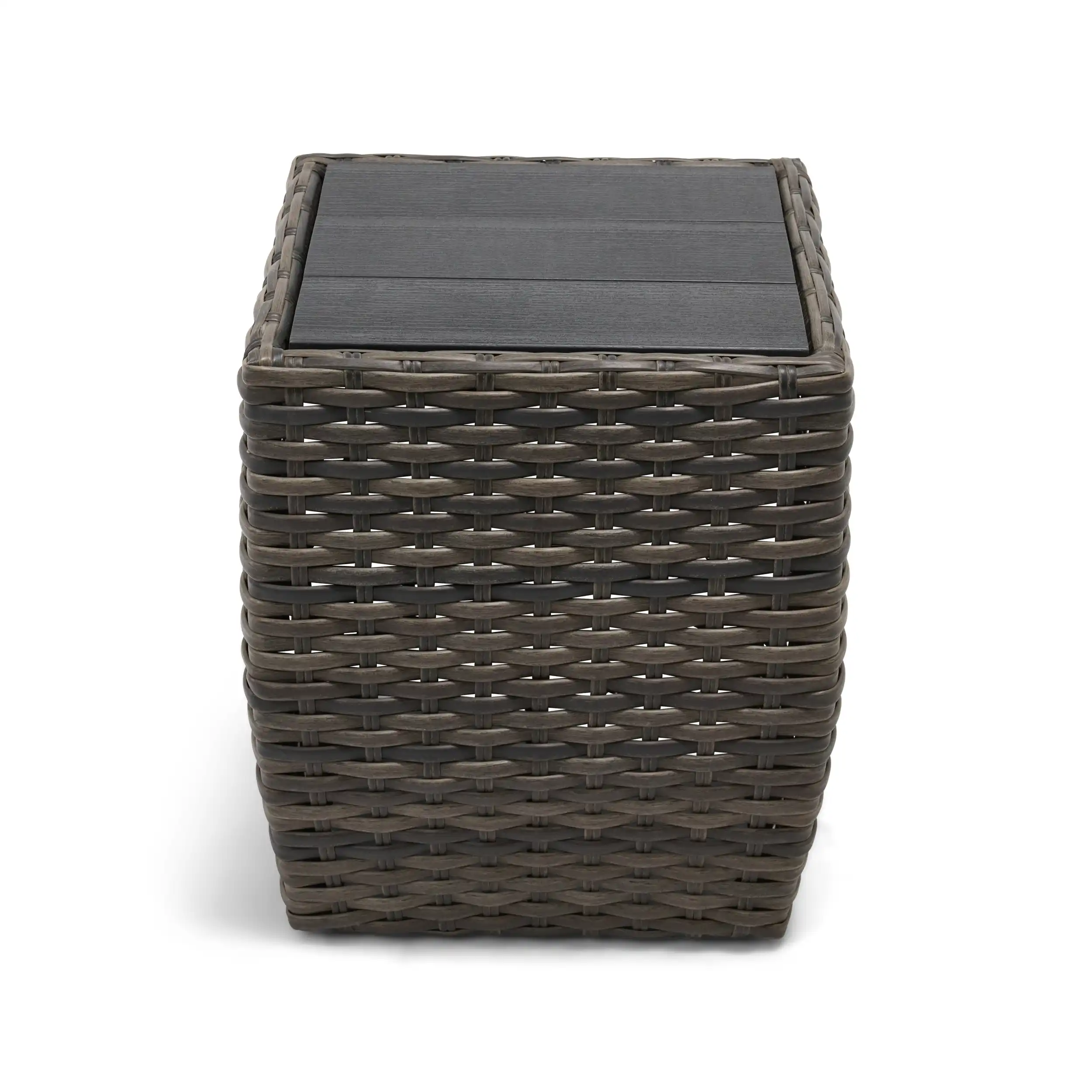 Aurora 24" Square Woven Poly Top Side Table - Grey - Image 4