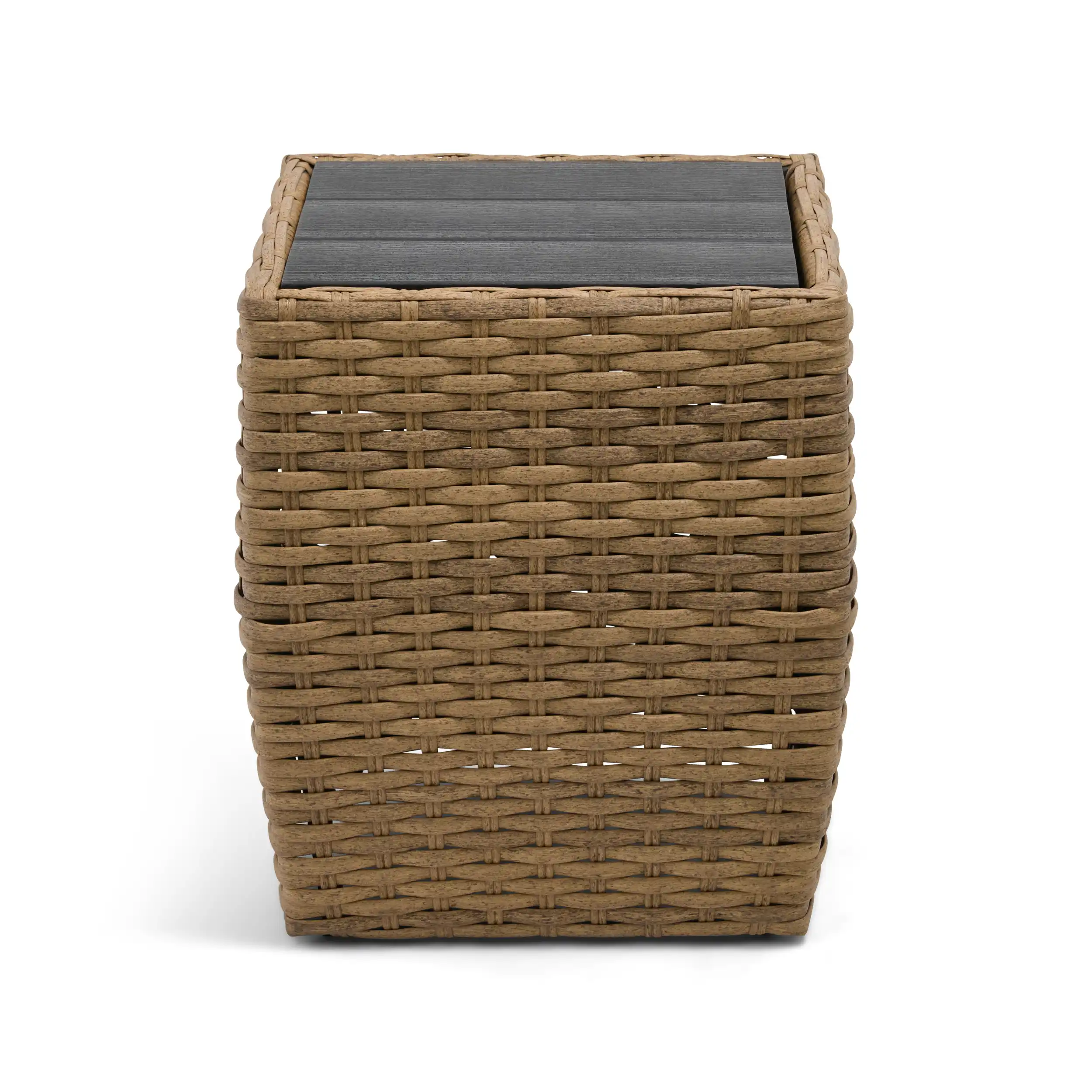 Benson 24" Square Woven Poly Top Side Table - Driftwood - Image 3