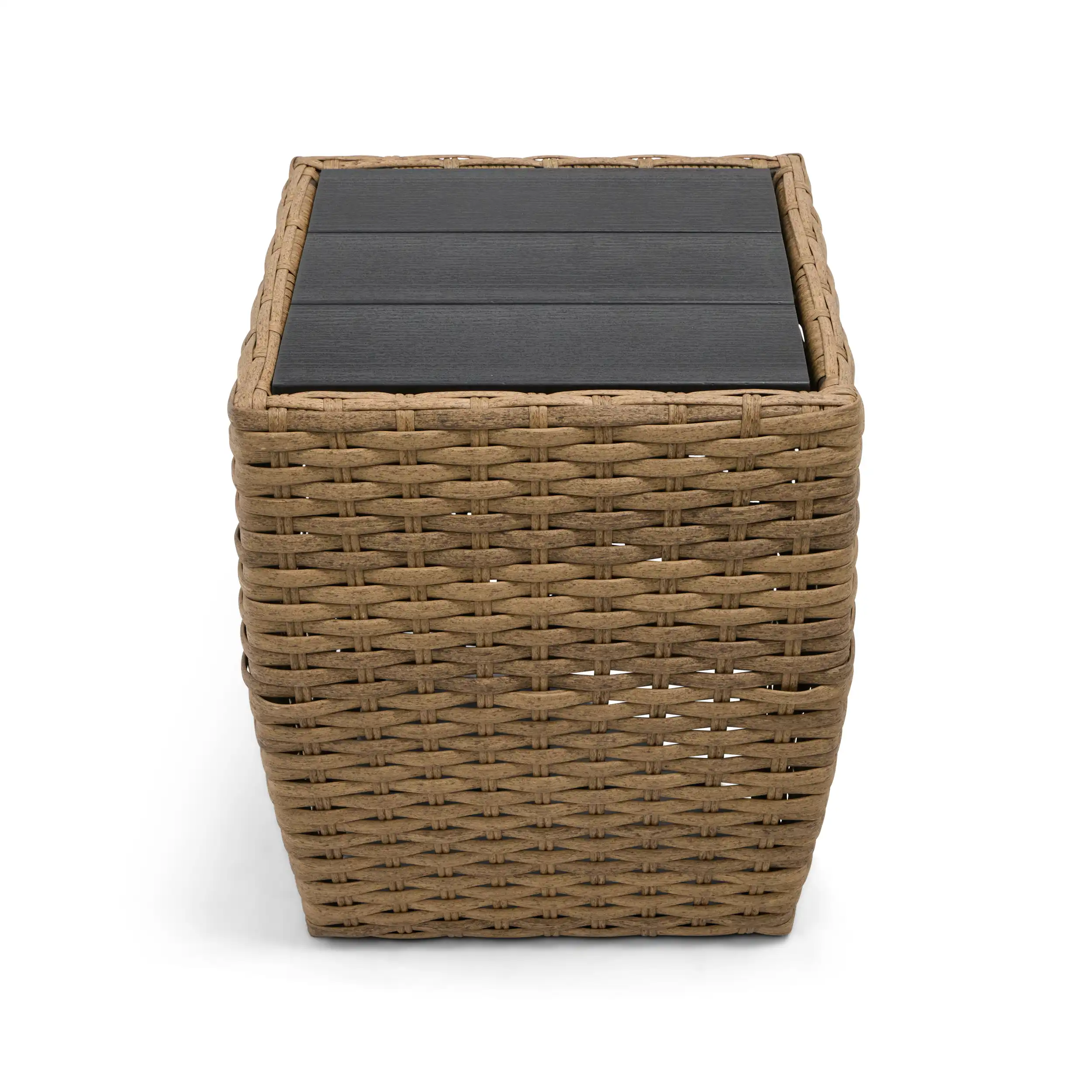 Benson 24" Square Woven Poly Top Side Table - Driftwood - Image 4