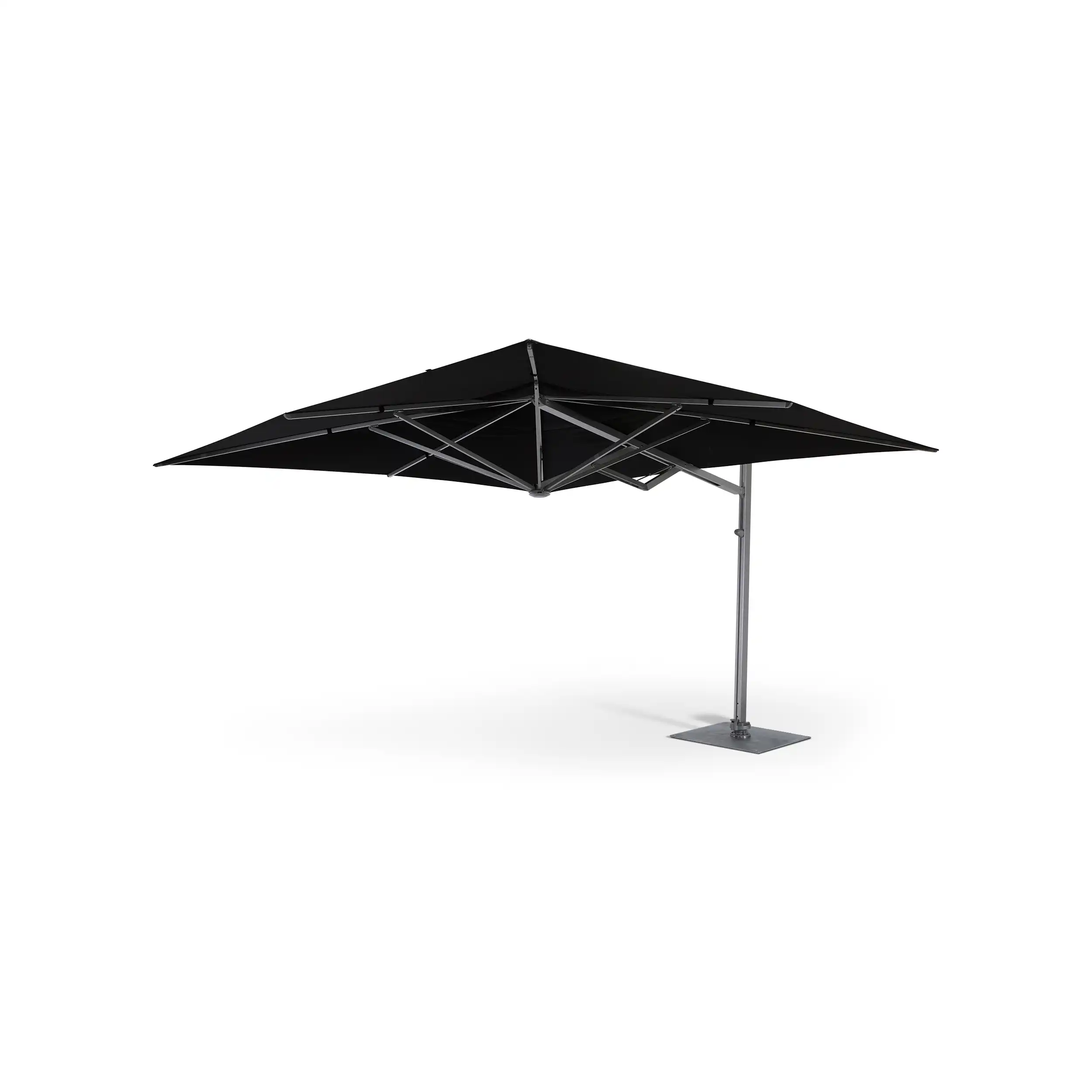 13' Square Commercial Valarium Cantilever Umbrella - Black - Image 2
