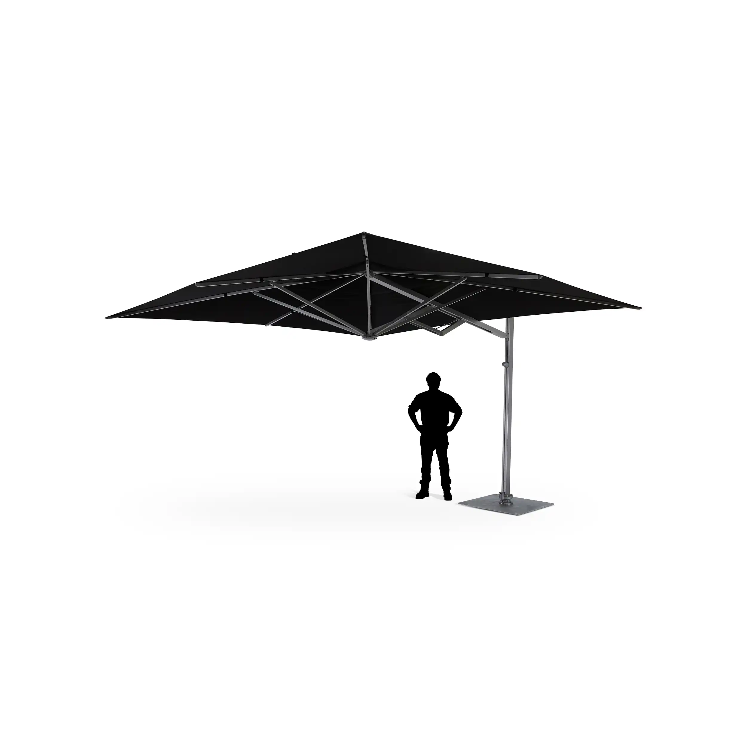 13' Square Commercial Valarium Cantilever Umbrella - Black - Image 3