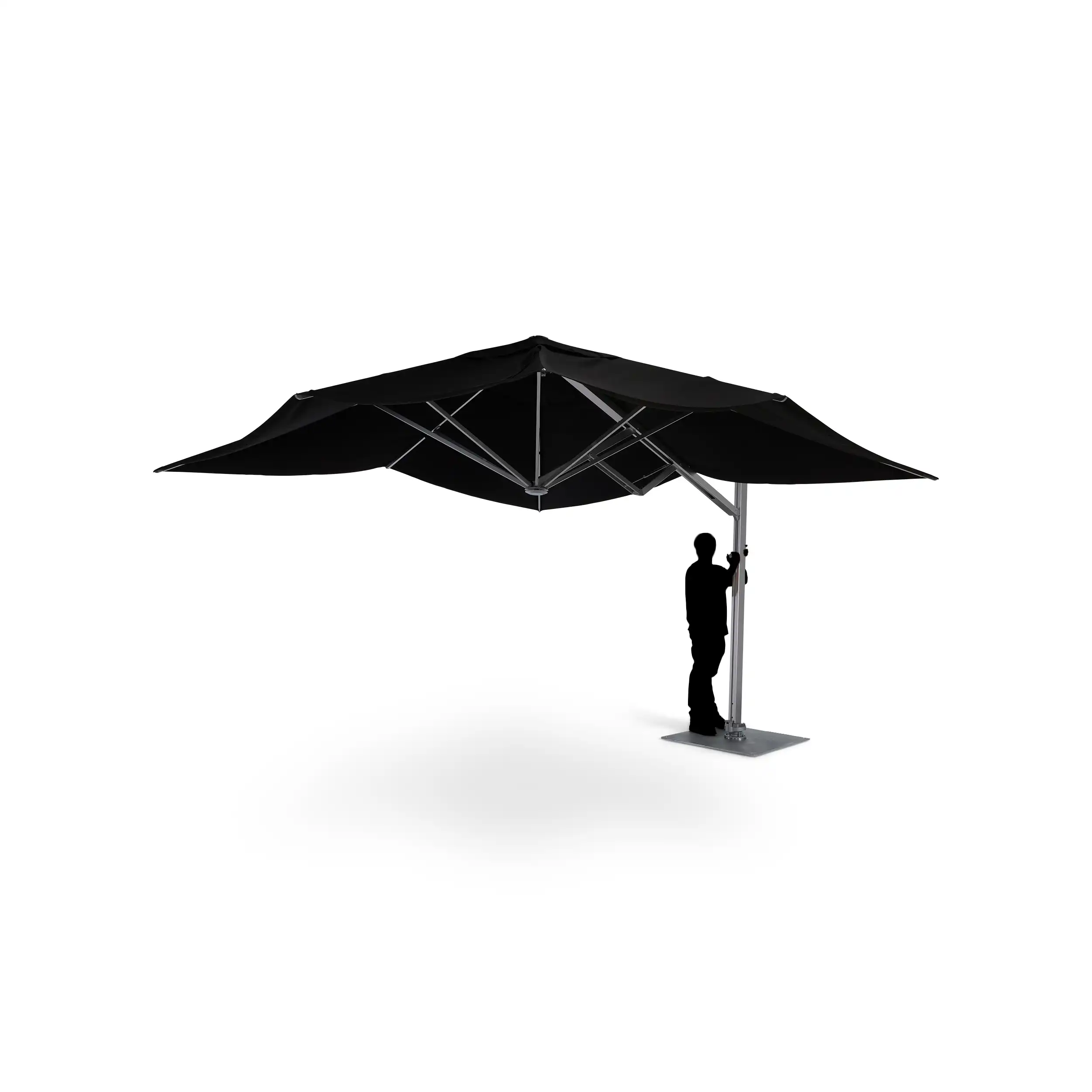 13' Square Commercial Valarium Cantilever Umbrella - Black - Image 4