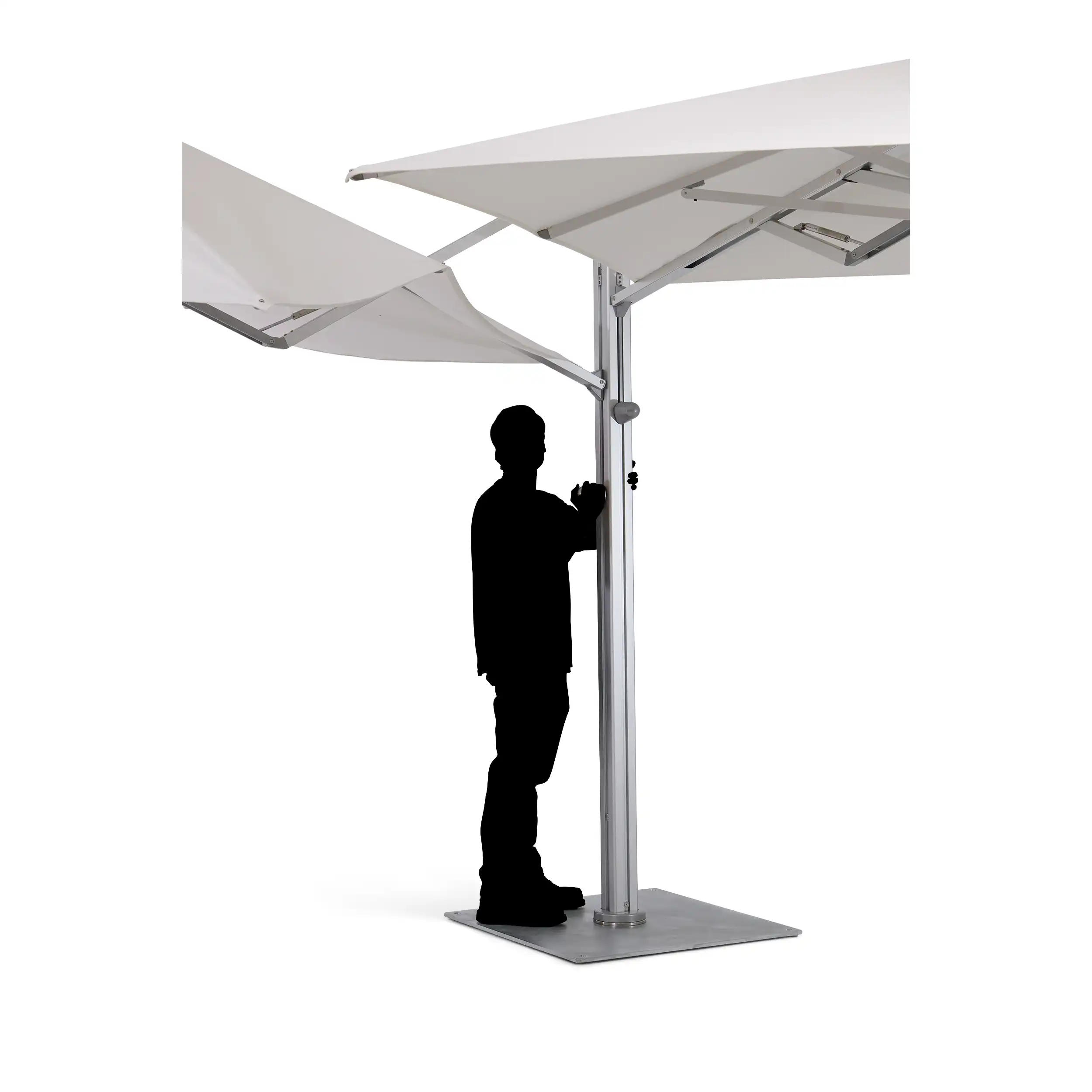 10' Dual Square Canopy Commercial Valencia Cantilever Umbrella - Natural - Image 3