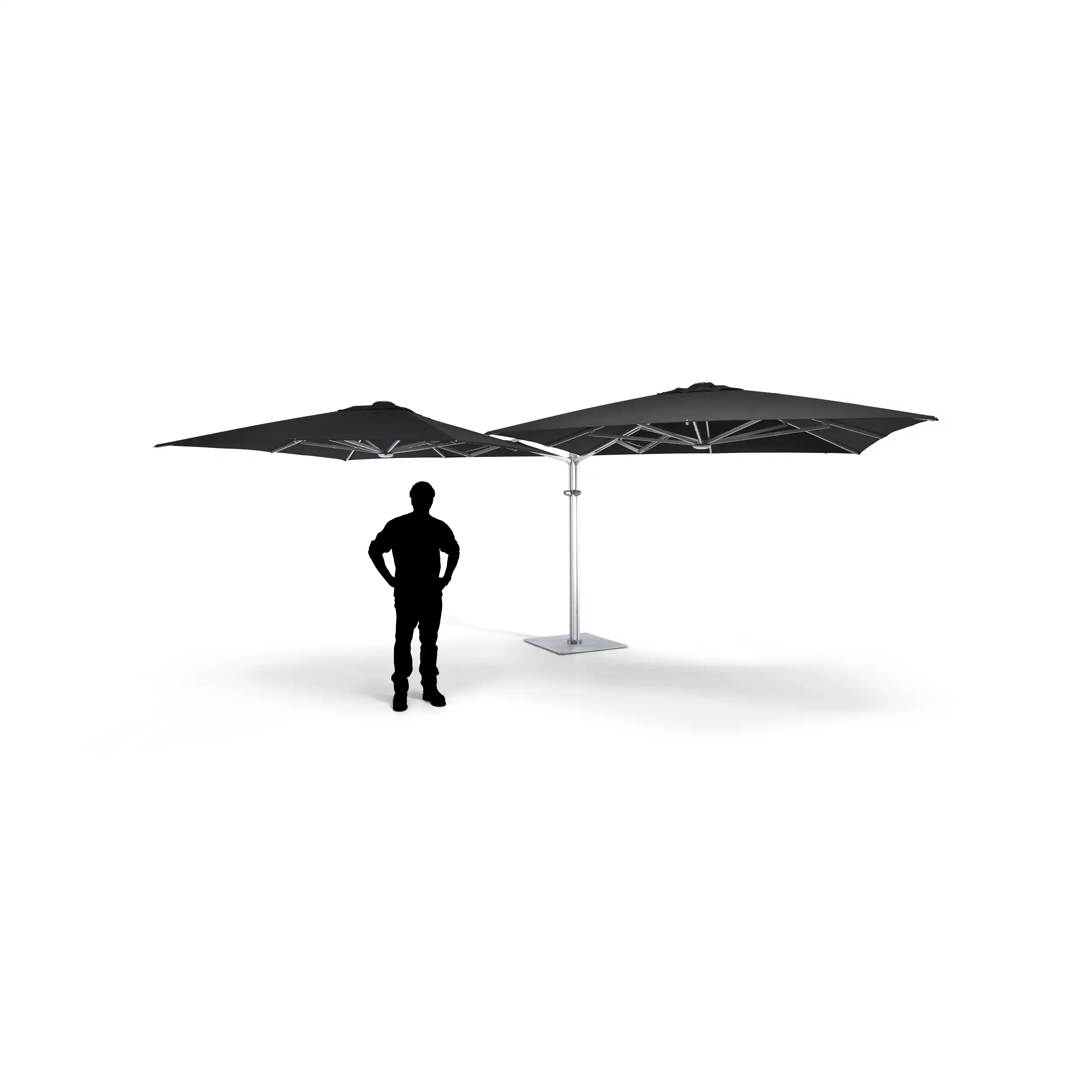 10' Dual Square Canopy Commercial Valencia Cantilever Umbrella - Black - Image 3