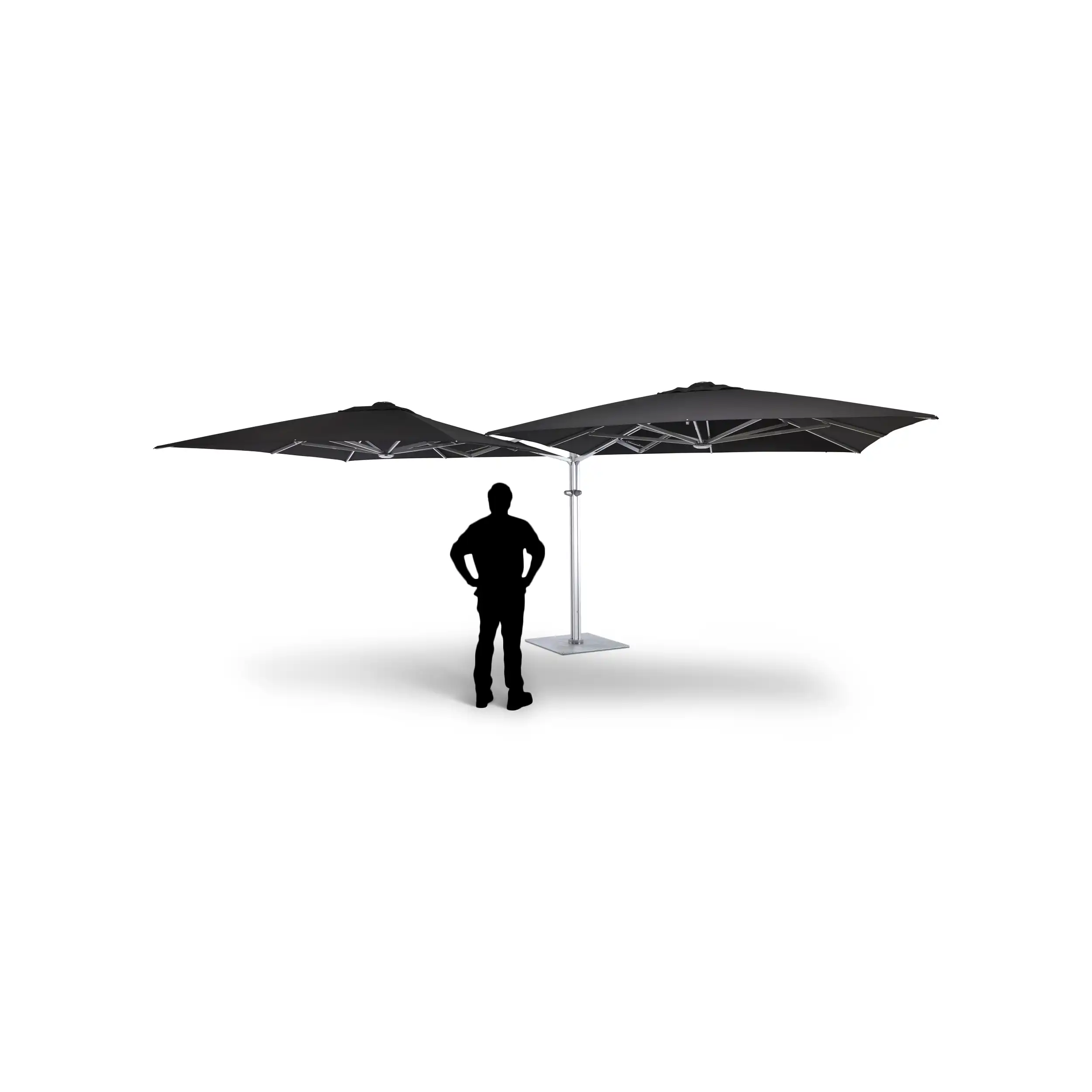 10' Dual Square Canopy Commercial Valencia Cantilever Umbrella - Black - Image 4