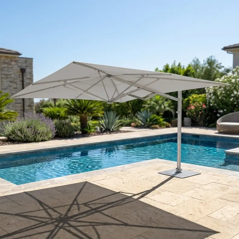 13' Square Commercial Valarium Cantilever Umbrella - Natural